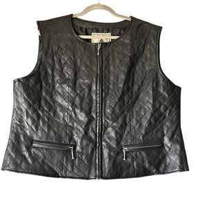 Northwest Territory Black Faux Leather Vest Woman 2X Moto Grunge Gothic Vintage‎